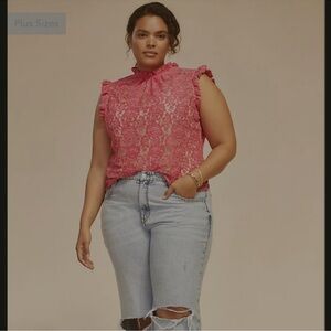 Anthropologie Dolan plus size ruffle sleeve lace top